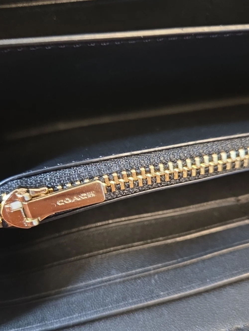 EUC COACH Brown Signature Zip Around Wallet with Gold Hardware
